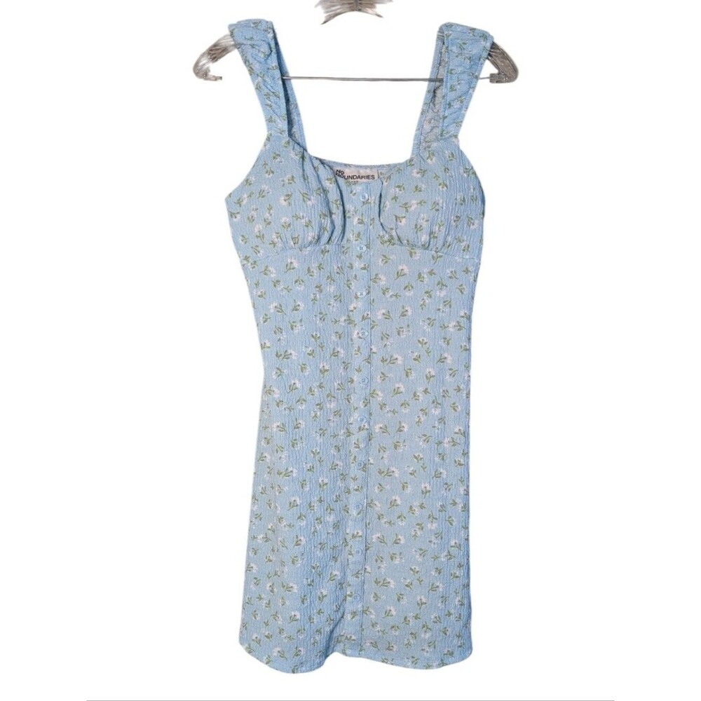 No Boundaries ditzy floral dress Y2K Blue Milkmaid Coquette Fairy size Medium